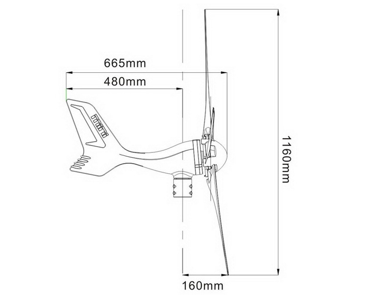MINI3小型风力发电机尺寸图